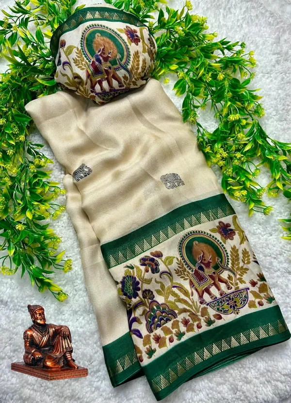 Green_Marshmallow_Saree_For_Women