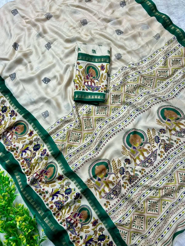 Green_Marshmallow_Saree_For_Women