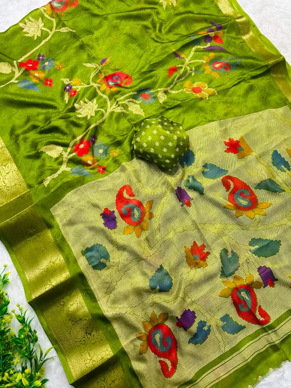 Green_Marshmallow_Saree_For_Women