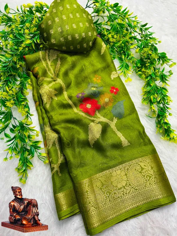 Green_Marshmallow_Saree_For_Women