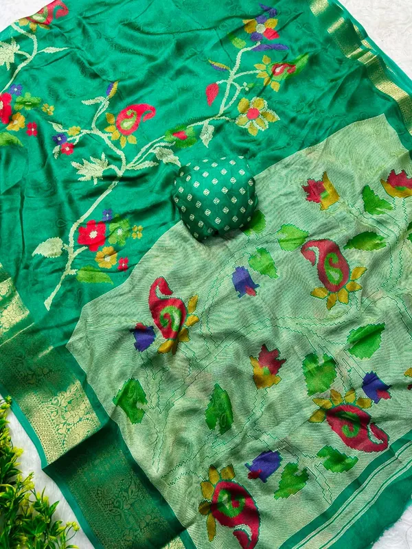 Sea_Green_Marshmallow_Saree_For_Women
