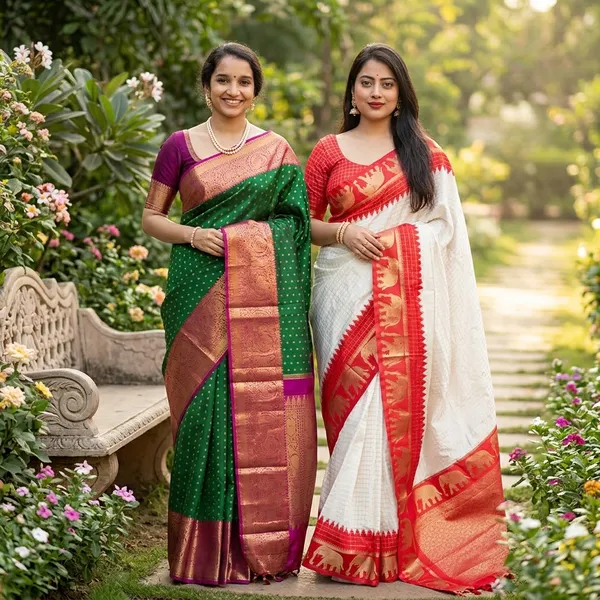 White_and_Green_Saree_for_Women