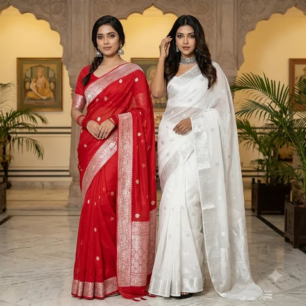 White_and_Red_Saree_for_Women