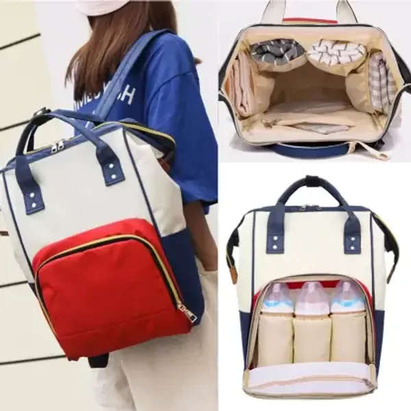 Multi_Polyester_Colorblock_Diaper_Bag_With_Top_Handles_For_Baby