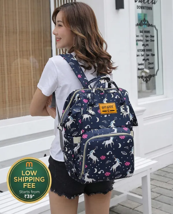 Blue_Polyester_Unicorn_Print_Diaper_Bag_Backpack_And_Cream_And_Navy_Blue_Cotton_4_In_1_Ergonomic_Baby_Carrier_For_Baby_Under_3_Years_Pack_Of_2