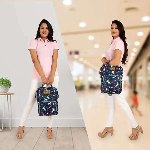 Blue_Polyester_Unicorn_Print_Diaper_Bag_Backpack_And_Cream_And_Navy_Blue_Cotton_4_In_1_Ergonomic_Baby_Carrier_For_Baby_Under_3_Years_Pack_Of_2