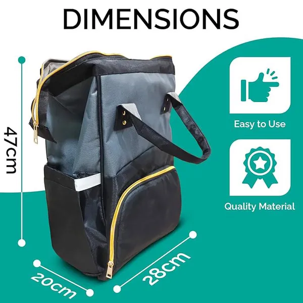 Grey_And_Black_Polyester_Multi_Pocket_Travel_Diaper_Backpack_For_Baby