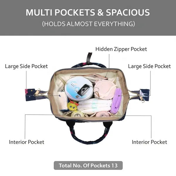 Navy_Blue_Polyester_Unicorn_Print_Diaper_Bag_Backpack_For_Baby