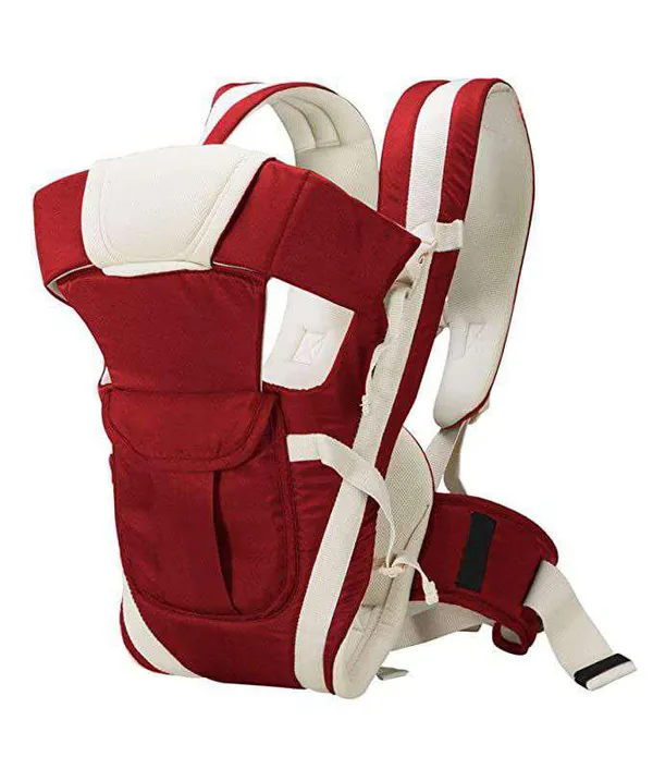 Maroon_And_Cream_Cotton_Ergonomic_Baby_Carrier_For_Baby_Under_3_Years