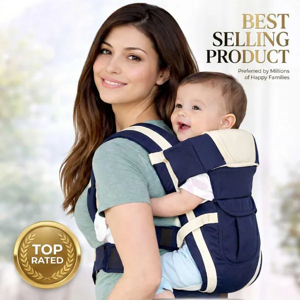 Blue_Polyester_Unicorn_Print_Diaper_Bag_Backpack_And_Cream_And_Navy_Blue_Cotton_4_In_1_Ergonomic_Baby_Carrier_For_Baby_Under_3_Years_Pack_Of_2