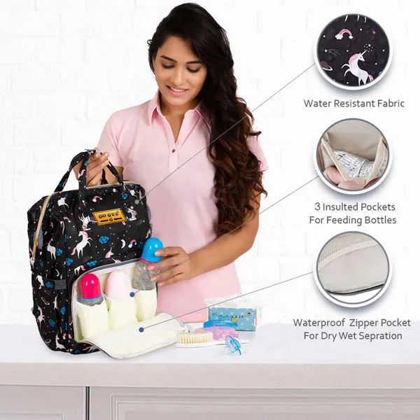 Black_Polyester_Unicorn_Print_Diaper_Bag_Backpack_For_Baby