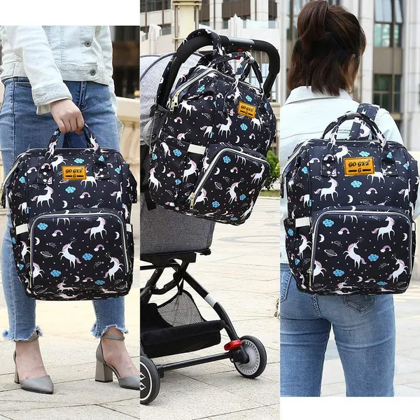 Black_Polyester_Unicorn_Print_Diaper_Bag_Backpack_For_Baby