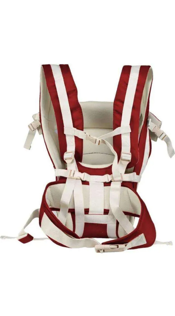 Maroon_And_Cream_Cotton_Ergonomic_Baby_Carrier_For_Baby_Under_3_Years