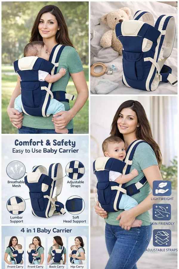 Blue_Polyester_Unicorn_Print_Diaper_Bag_Backpack_And_Cream_And_Navy_Blue_Cotton_4_In_1_Ergonomic_Baby_Carrier_For_Baby_Under_3_Years_Pack_Of_2