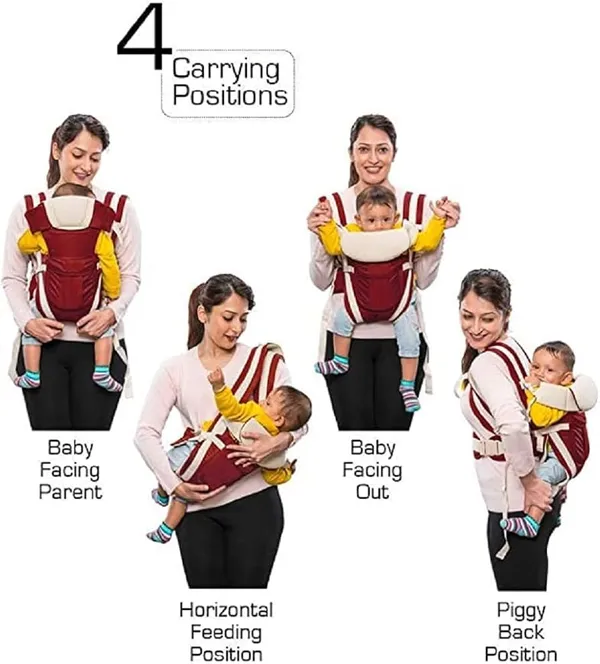 Maroon_And_Cream_Cotton_Ergonomic_Baby_Carrier_For_Baby_Under_3_Years
