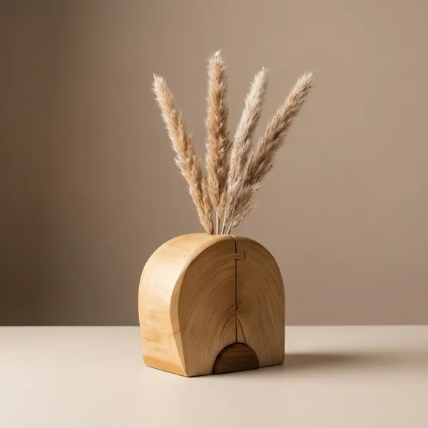 Wooden_Arch_Shaped_Vase_With_Circular_Opening_For_Home_Decor
