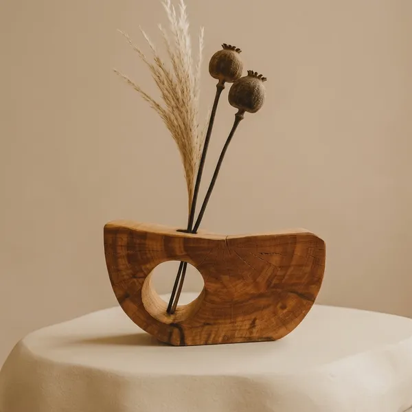 Wooden_Curved_Vase_With_Circular_Cutout_For_Home_Decor