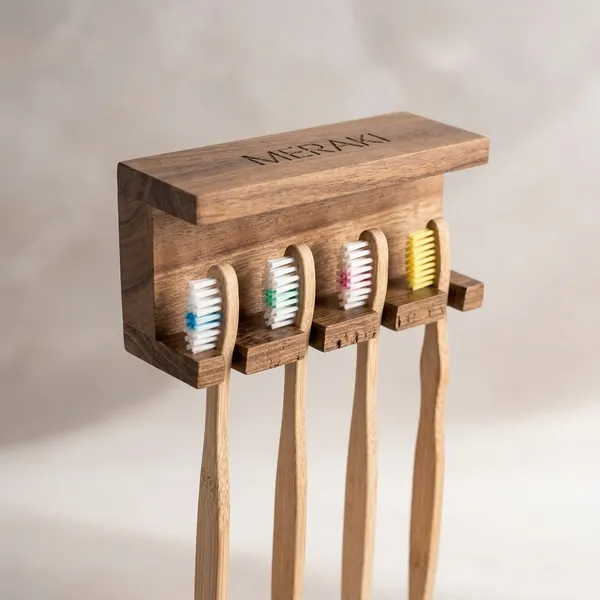 Wooden_Wall_Mounted_Toothbrush_Holder_With_4_Slots