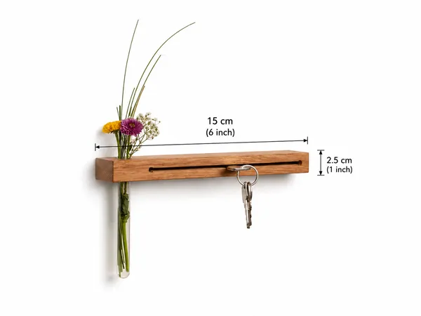 Wooden_Wall_Mounted_Key_Holder_With_Flower_Vase