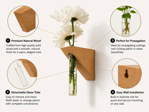 Natural_Wood_Wall_Mounted_Glass_Tube_Flower_Vase_Holder