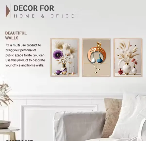 Wooden_Contemporary_Floral_Vase_Gold_Accent_Framed_Wall_Art_Set_Of_3