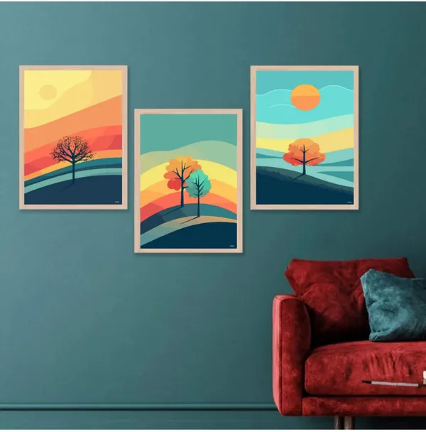 Wooden_Landscape_Colorful_Tree_Print_Framed_Wall_Art_Set_Of_3