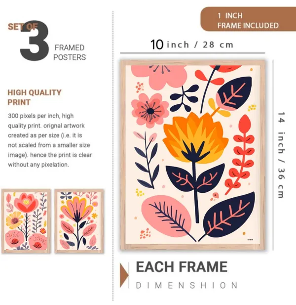 Wooden_Folk_Art_Floral_Framed_Wall_Art_Set_Of_3