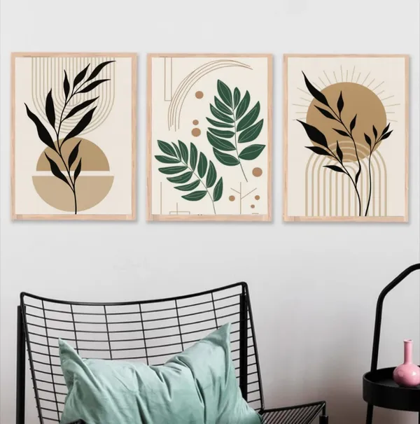 Wooden_Bohemian_Abstract_Botanical_Framed_Wall_Art_Set_Of_3