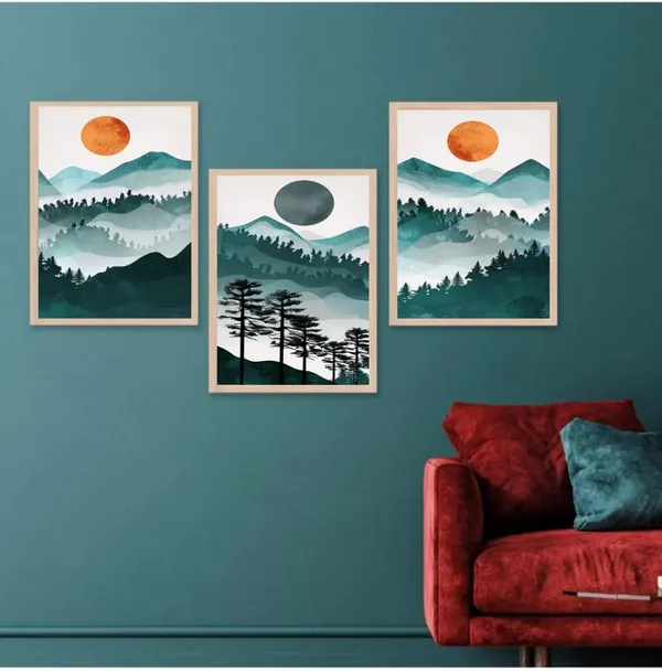 Wooden_Minimalist_Teal_Mountain_Landscape_Framed_Wall_Art_Set_Of_3