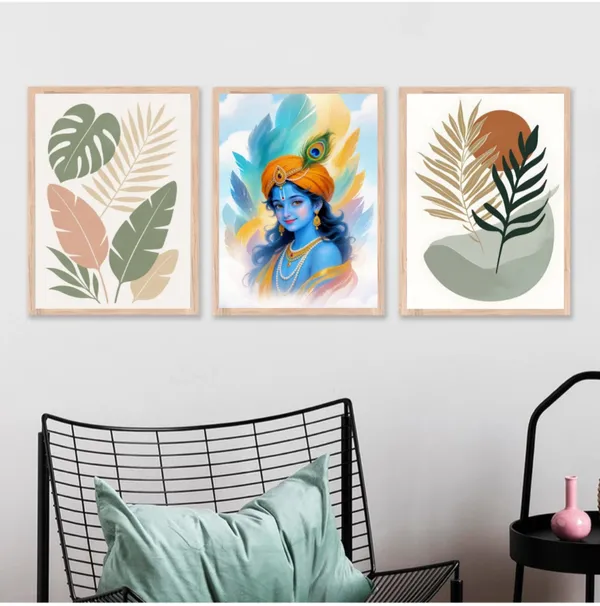 Wooden_Tropical_Leaves_Botanical_Framed_Wall_Art_Set_Of_3
