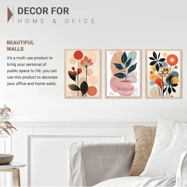 Wooden_Contemporary_Abstract_Botanical_Terracotta_Framed_Wall_Art_Set_Of_3