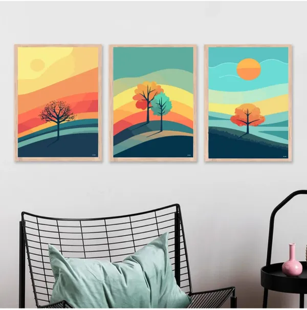 Wooden_Landscape_Colorful_Tree_Print_Framed_Wall_Art_Set_Of_3