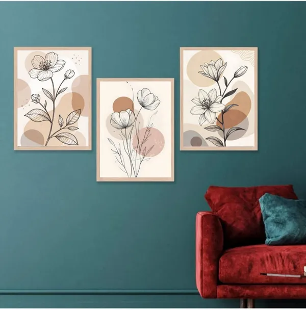 Wooden_Minimalist_Floral_Line_Art_Abstract_Circle_Framed_Wall_Art_Set_Of_3