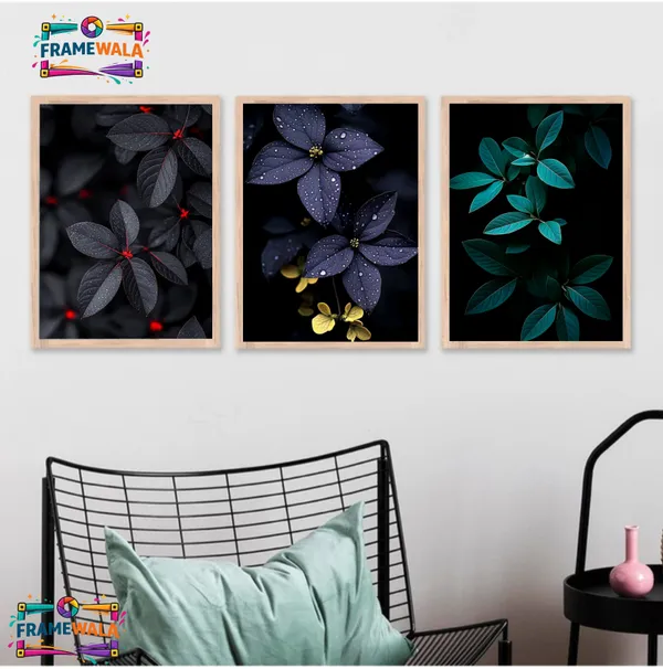 Wooden_Moody_Dark_Botanical_Framed_Wall_Art_Set_Of_3