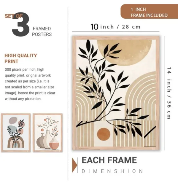 Wooden_Modern_Abstract_Botanical_Terracotta_Framed_Wall_Art_Set_Of_3