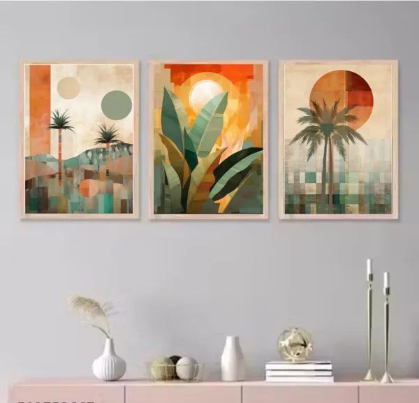 Wooden_Tropical_Palm_Geometric_Abstract_Framed_Wall_Art_Set_Of_3
