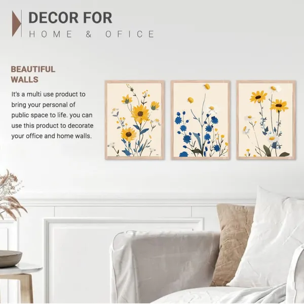 Wooden_Modern_Floral_Print_Beige_Framed_Wall_Art_Poster_Set_Of_3