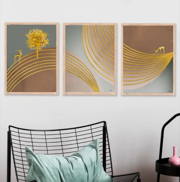 Wooden_Contemporary_Golden_Contour_Line_Art_Framed_Wall_Art_Set_Of_3