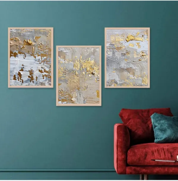 Wooden_Contemporary_Abstract_Gold_Leaf_Framed_Wall_Art_Set_Of_3