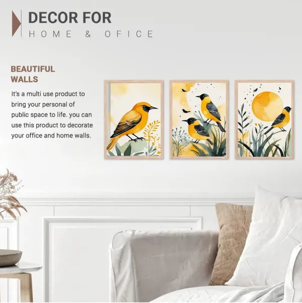 Wooden_Watercolor_Bird_Botanical_Framed_Wall_Art_Set_Of_3