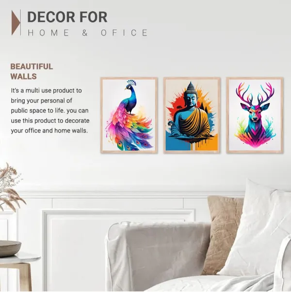 Wooden_Geometric_Abstract_Deer_Framed_Wall_Art_Set_Of_3