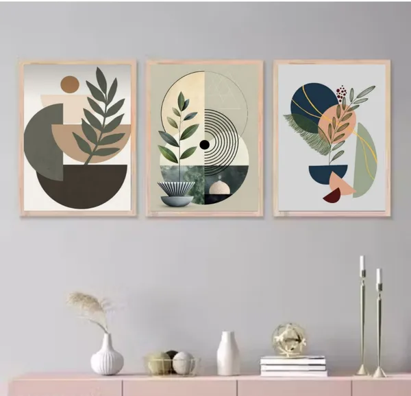 Wooden_Contemporary_Geometric_Botanical_Framed_Wall_Art_Set_Of_3