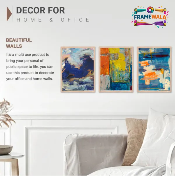 Wooden_Contemporary_Abstract_Blue_Orange_Acrylic_Framed_Wall_Art_Set_Of_3
