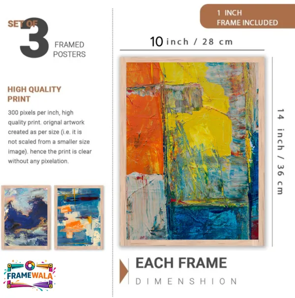 Wooden_Contemporary_Abstract_Blue_Orange_Acrylic_Framed_Wall_Art_Set_Of_3
