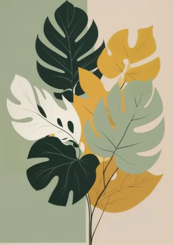 Wooden_Tropical_Botanical_Leaf_Framed_Wall_Art_Set_Of_3