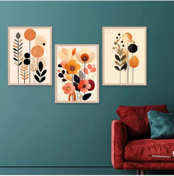 Wooden_Mid-Century_Modern_Floral_Framed_Wall_Art_Set_Of_3