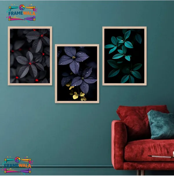 Wooden_Moody_Dark_Botanical_Framed_Wall_Art_Set_Of_3