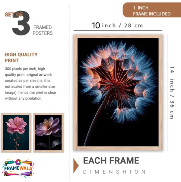 Wooden_Contemporary_Pink_Floral_Framed_Wall_Art_Set_Of_3