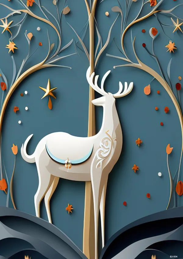 Wooden_Nature_Autumn_Deer_Tree_Framed_Wall_Art_Set_Of_3