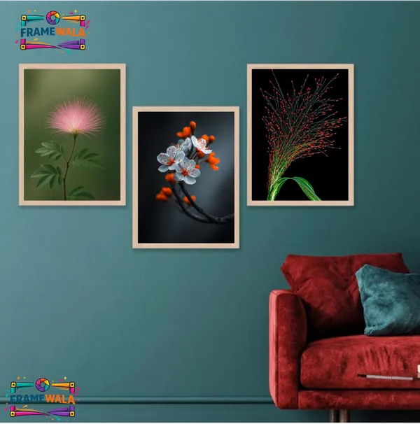 Wooden_Contemporary_Floral_Photography_Framed_Wall_Art_Set_Of_3